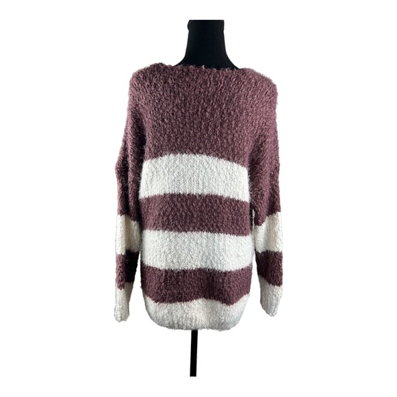 NWT Altar's State Plum/Ivory Stripped Sweater - Picture 3 of 4